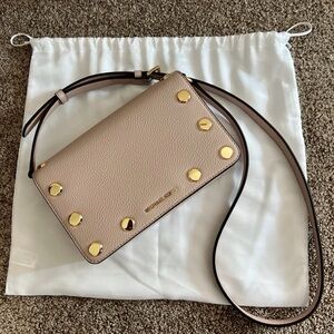 Michael Kors Signature Holly Small Flap Crossbody Bag Soft Pink/gold NWT